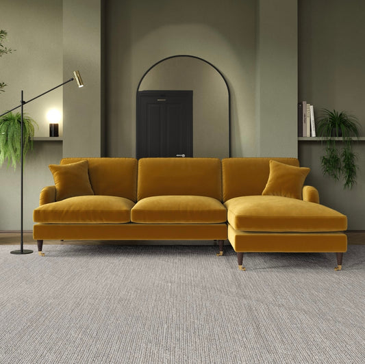 4 Seater Sofa L-Shaped Velvet Corner Couch with Cushions