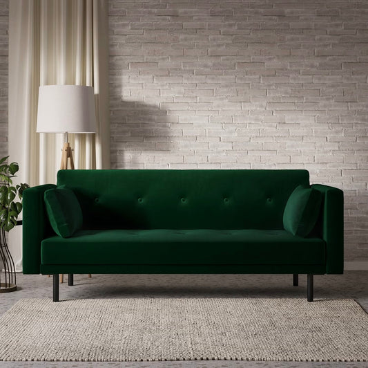Velvet Sofa Bed 3 Seater Sleeper Sofa with Cushions