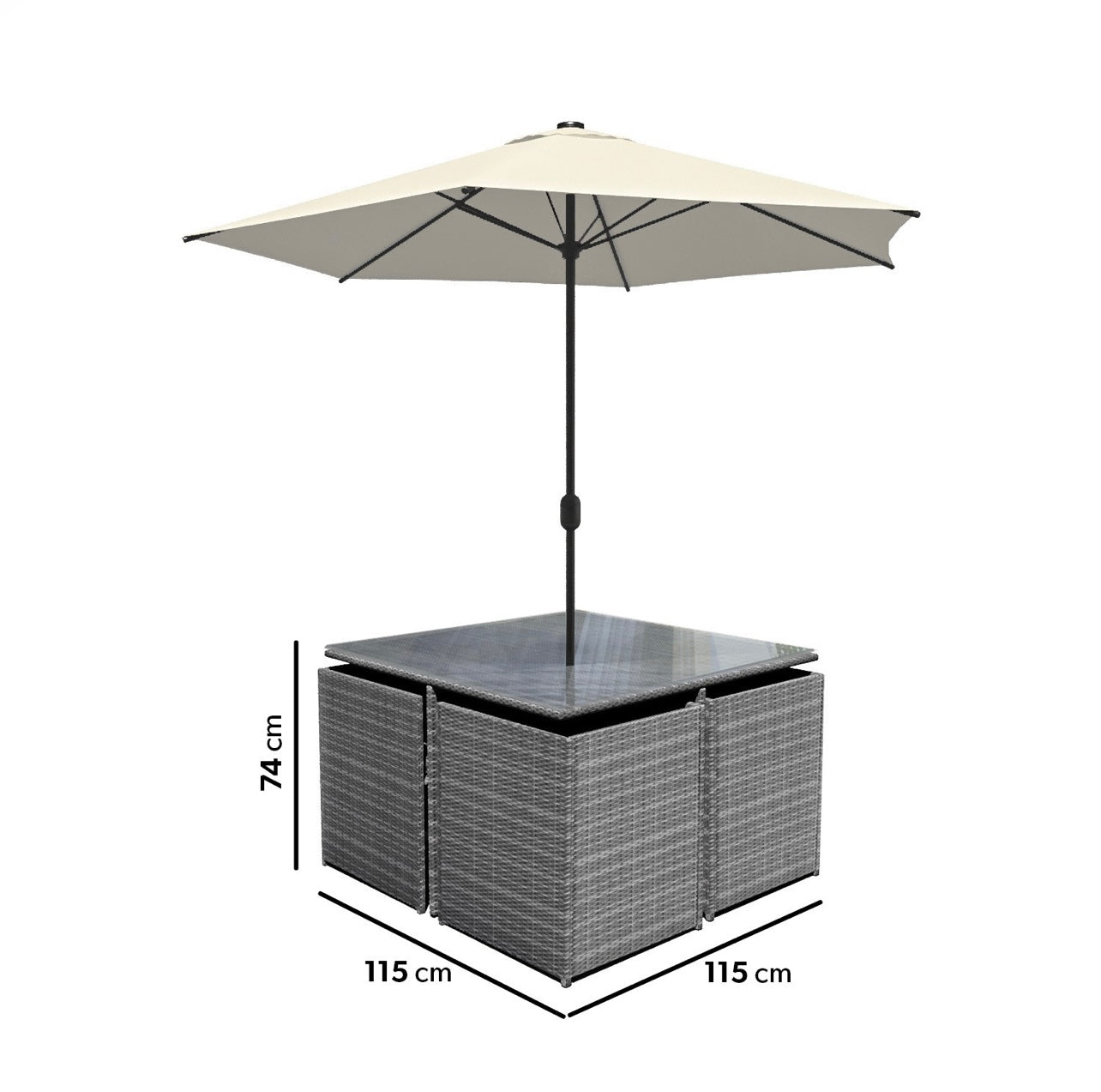 Rattan Garden Dining Set 8 Seater in Grey