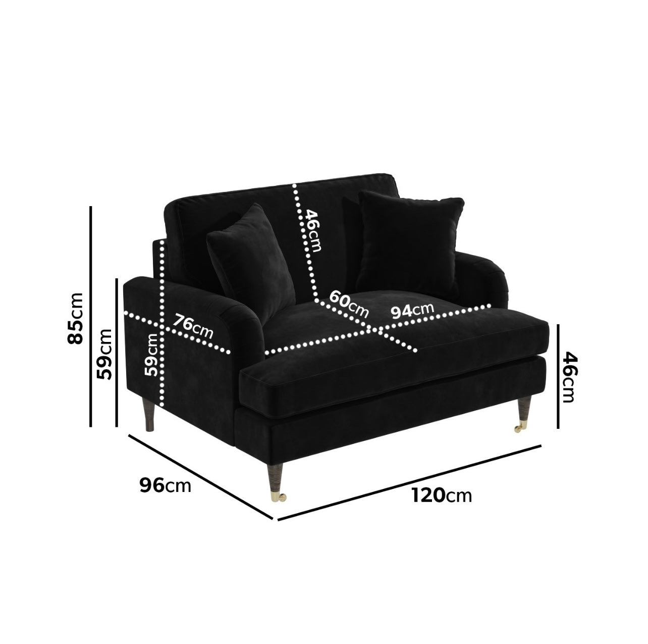 Loveseat Sofa Velvet Couch 2 Seater with Cushions