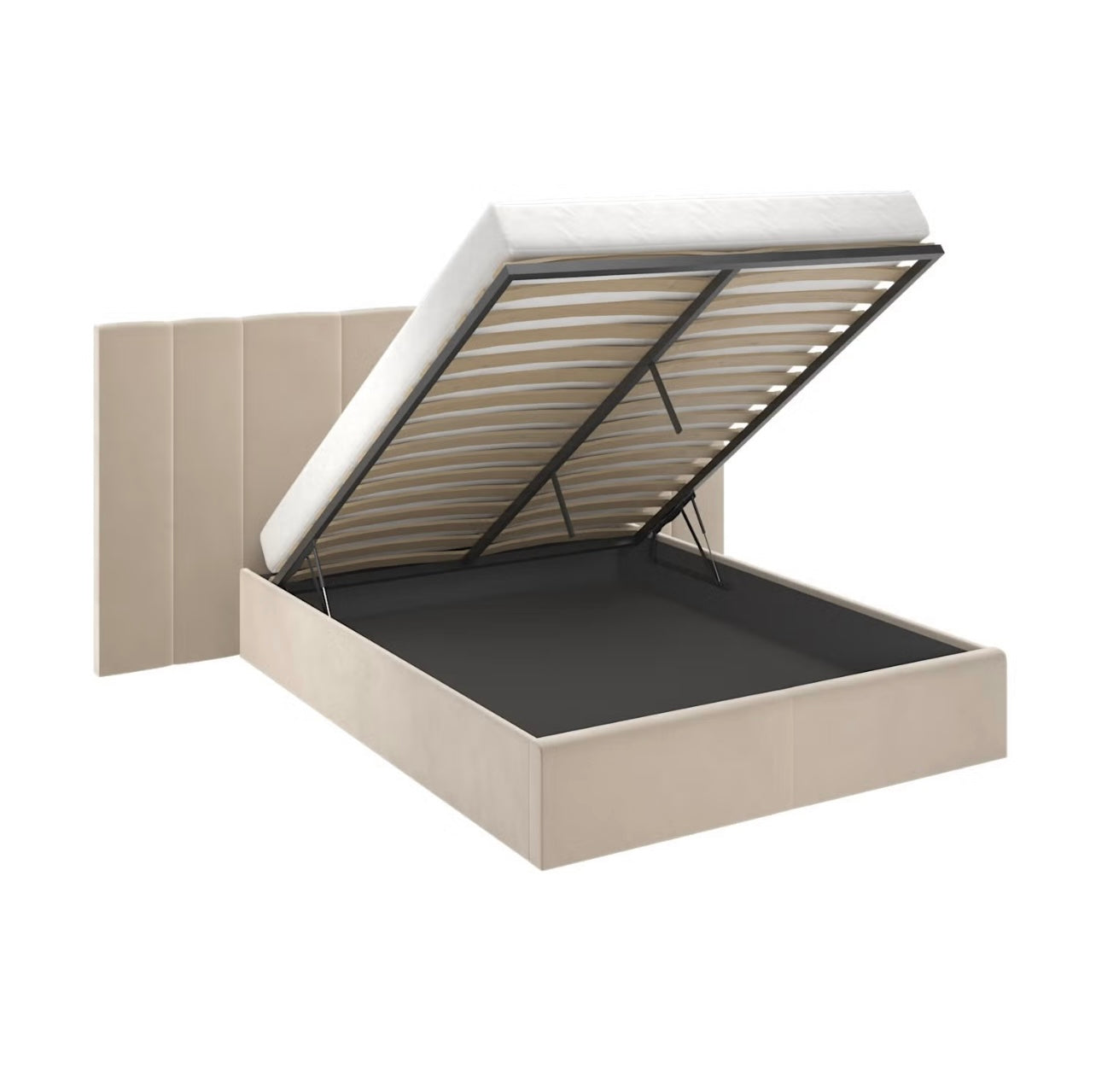 Velvet Double Bed Frame Ottoman Storage Gas Lift