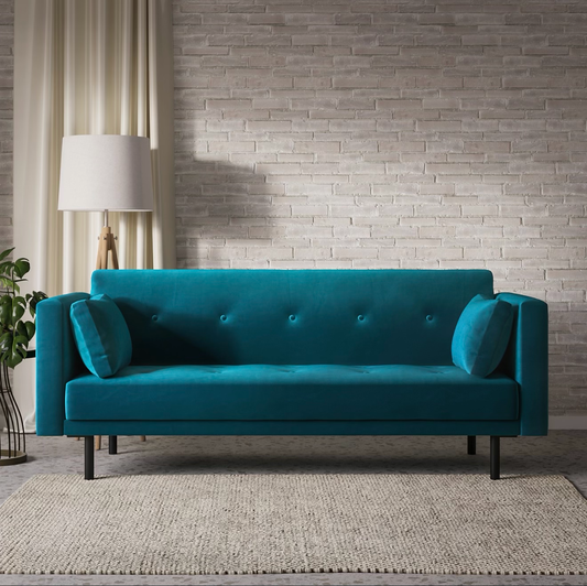 Velvet Sofa Bed 3 Seater Sleeper Sofa with Cushions