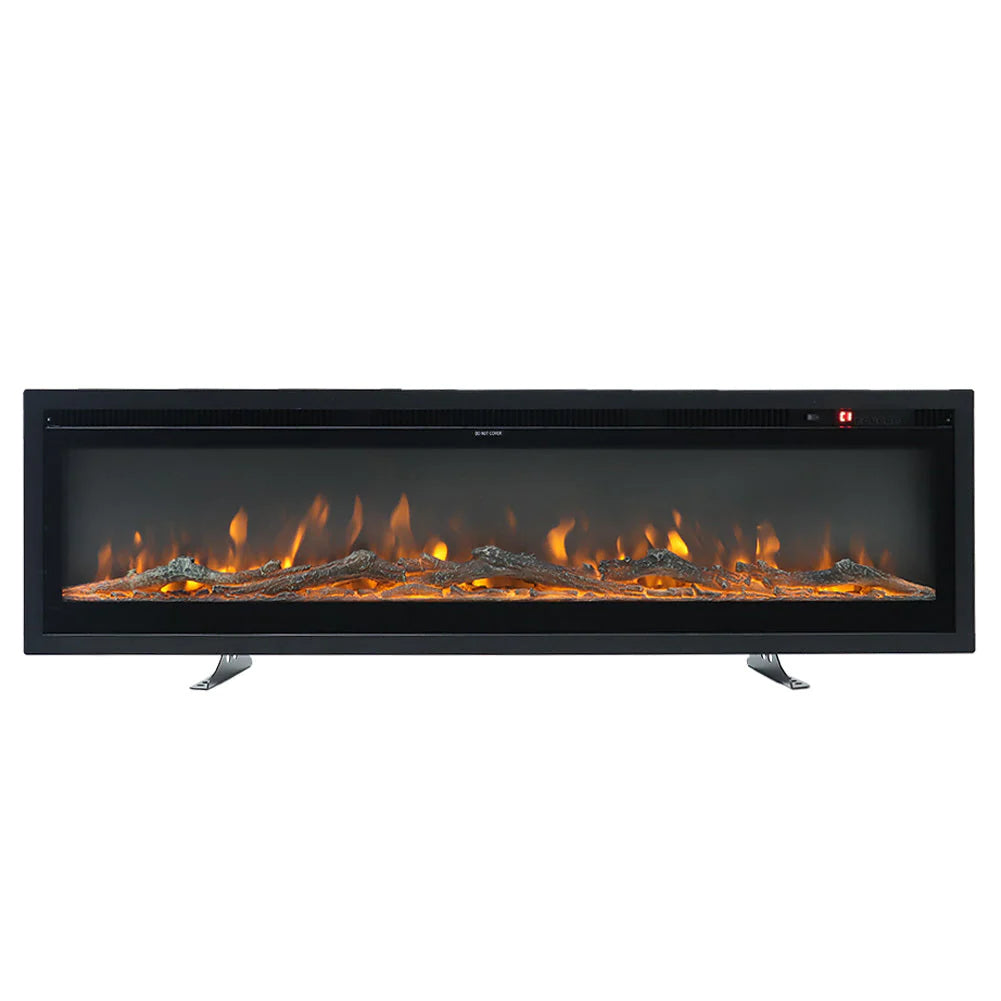 Inset Electric Fire Media Wall with LED Flame