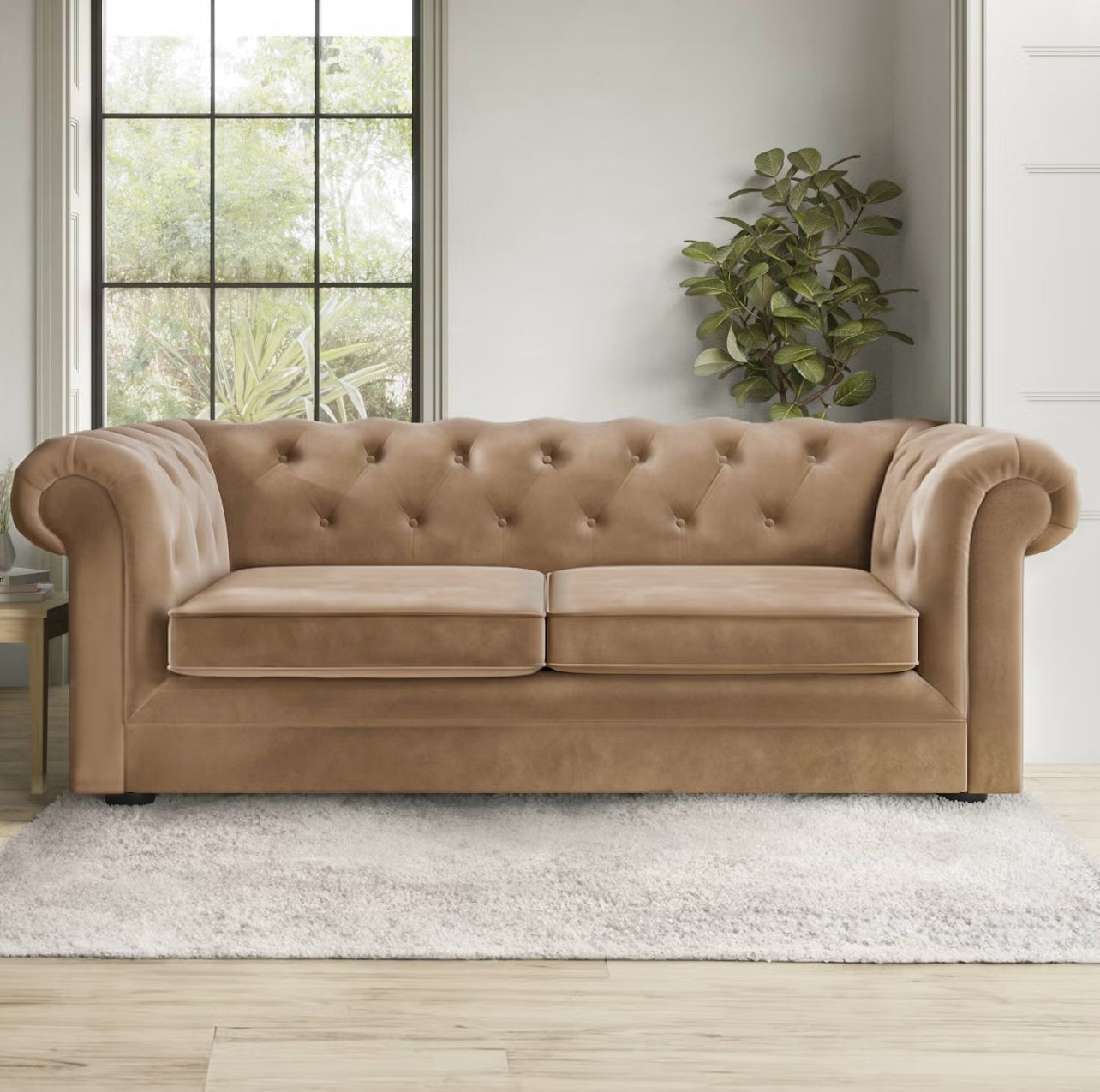 Velvet Sofa Bed Three Seater Sleeper Sofa with Mattress
