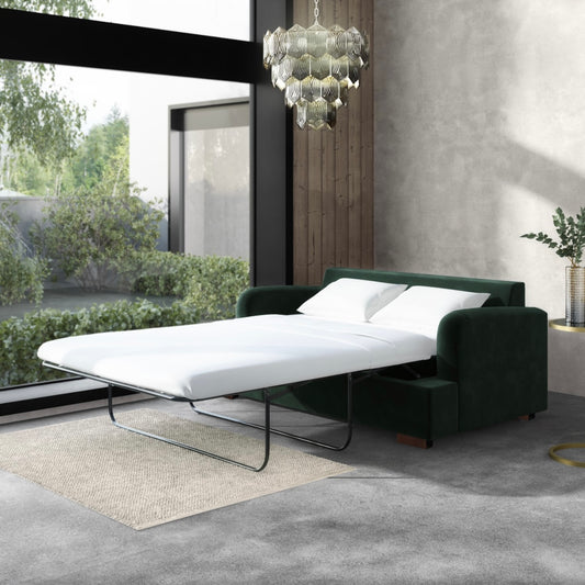 Velvet Sofa Bed 2 Seater Sleeper Sofa with Mattress and Cushions