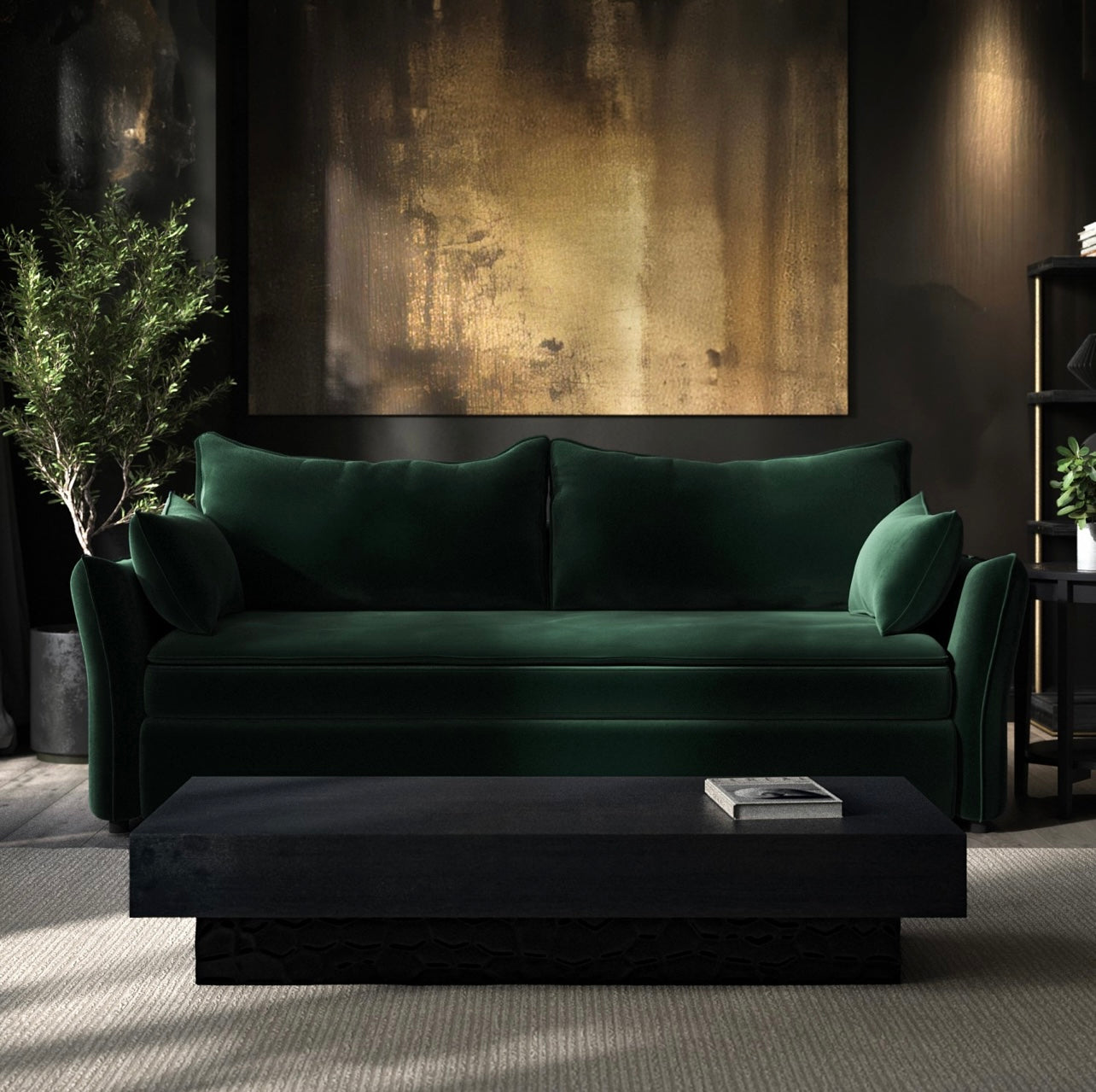 Sofa Bed 3 Seater Velvet Sleeper Sofa with Mattress and Cushions