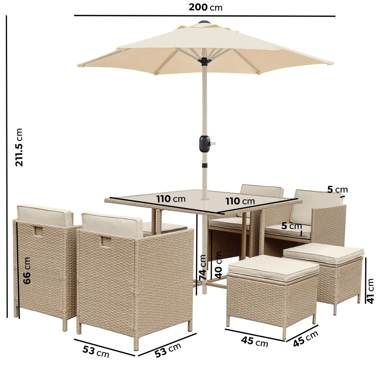 Rattan Garden Dining Set Seats 8 Outdoor Patio