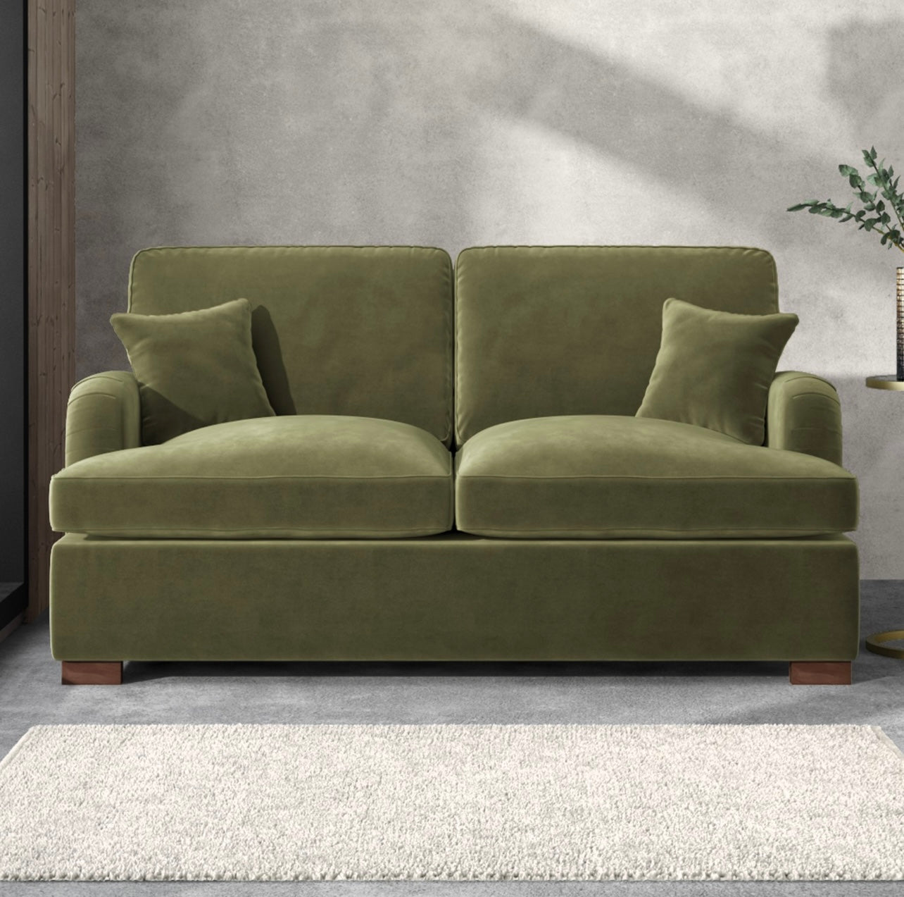 Velvet Sofa Bed 2 Seater Sleeper Sofa with Mattress and Cushions