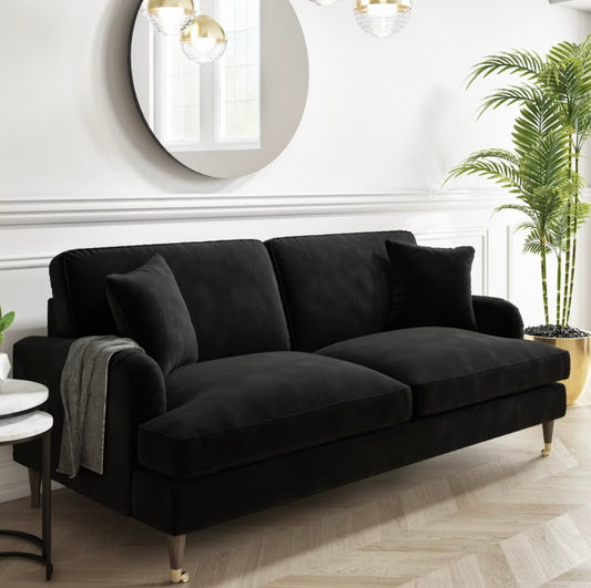Velvet Sofa 3 Seater Couch Upholstered with Cushions