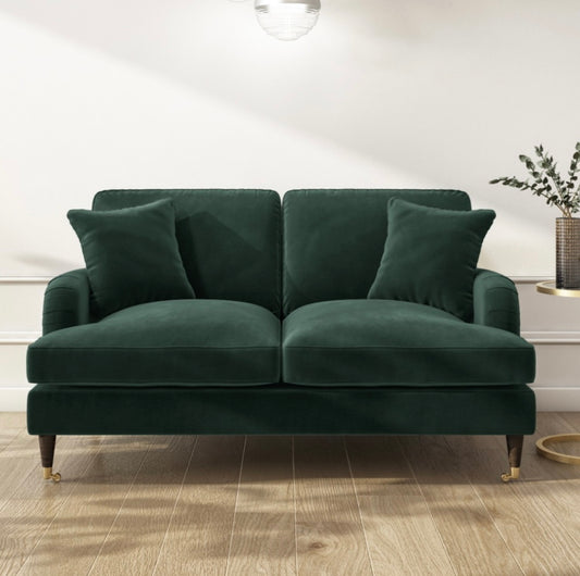Velvet Sofa 2 Seater Couch Upholstered with Cushions
