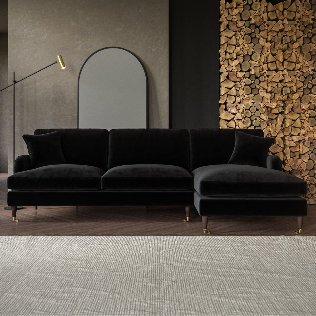 4 Seater Sofa L-Shaped Velvet Corner Couch with Cushions