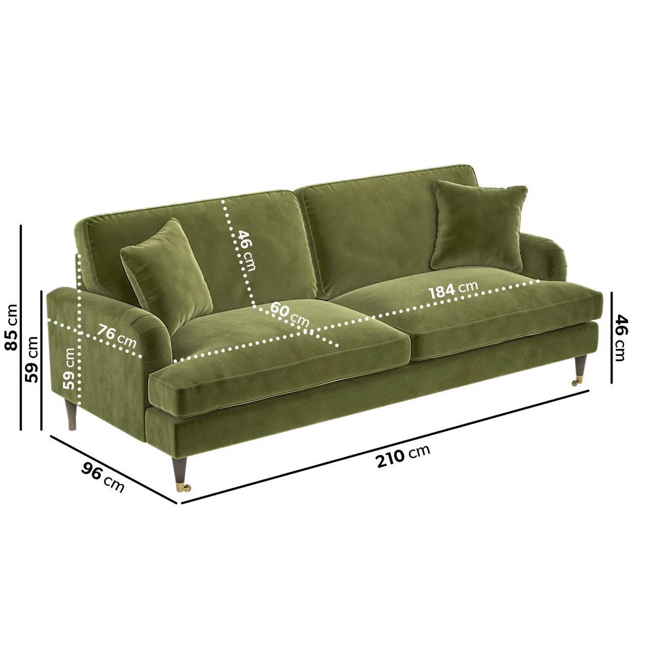 Four Seater Sofa Velvet Couch Upholstered with Cushions