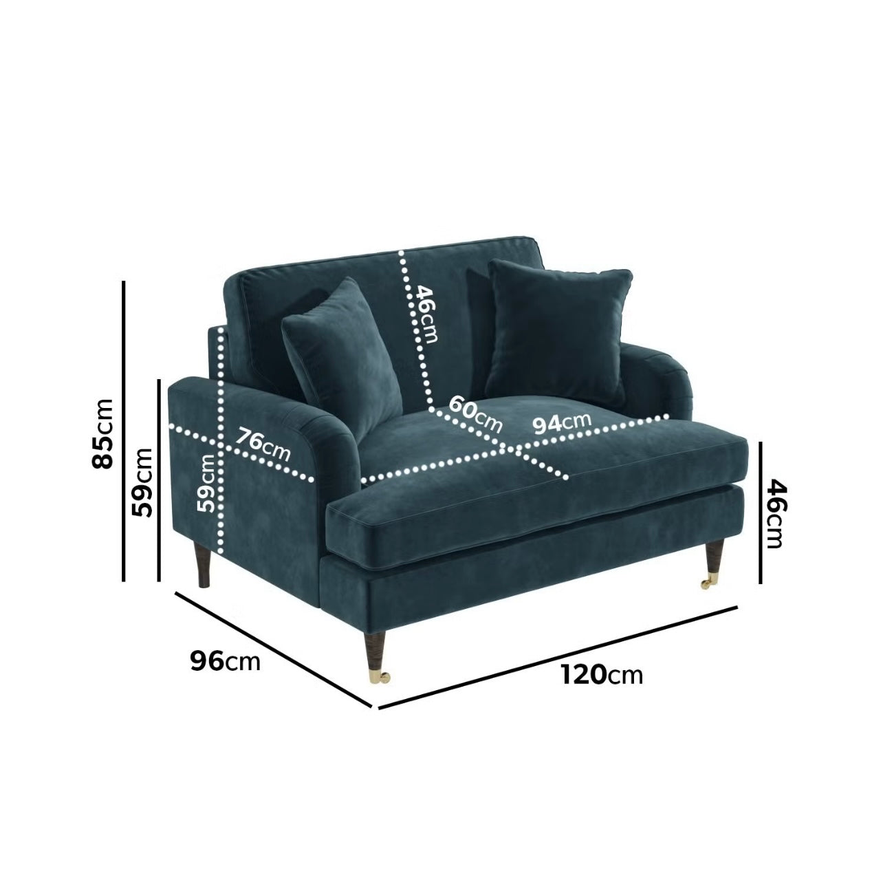 Velvet Loveseat Sofa Couch 2 Seater with Cushions