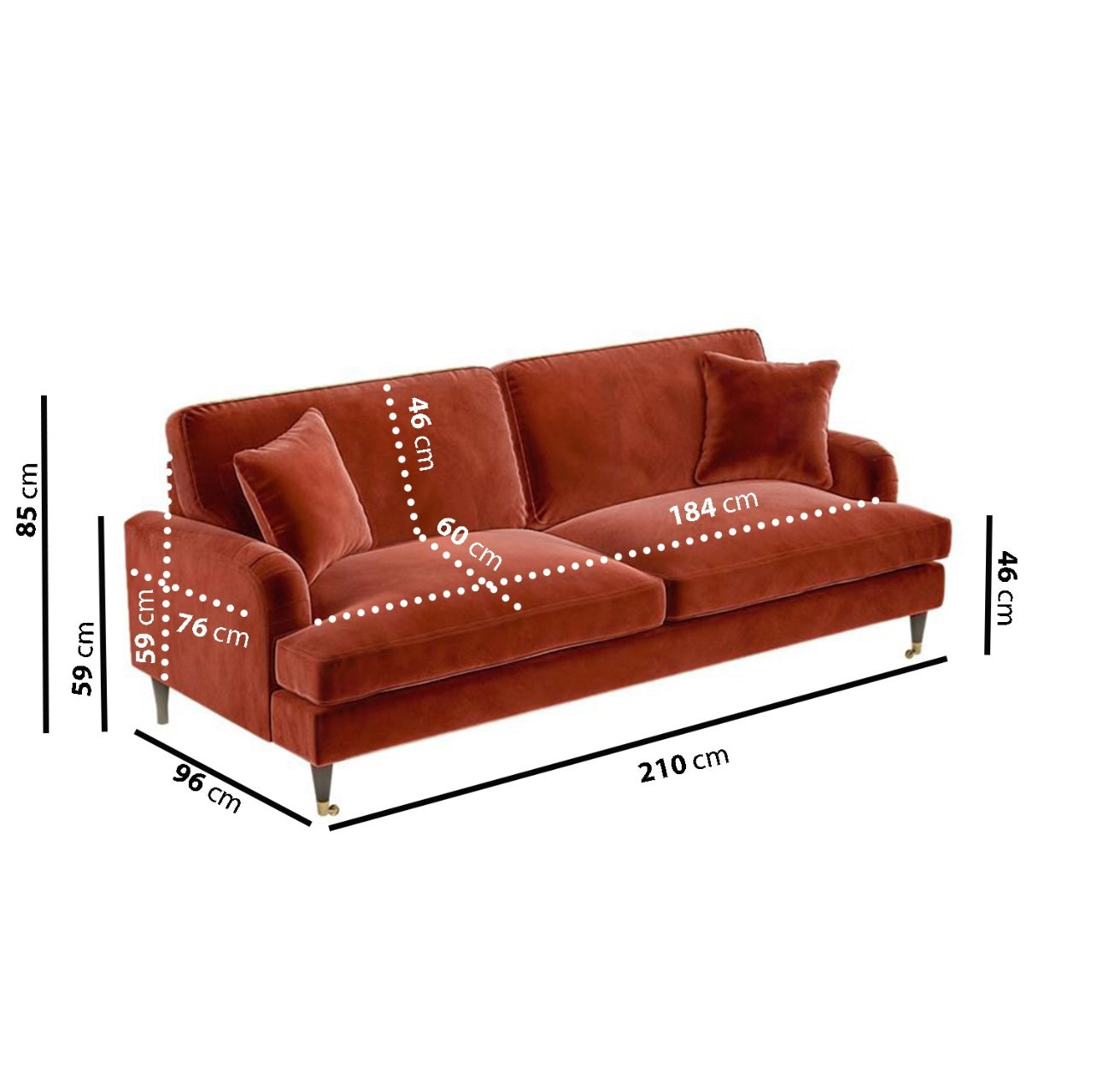 Four Seater Sofa Velvet Couch Upholstered with Cushions