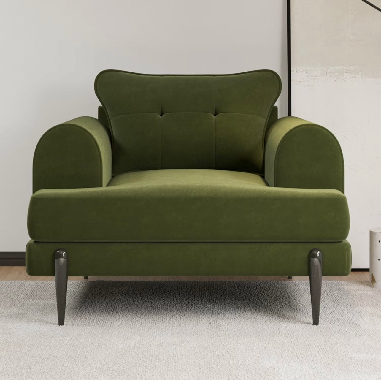 Velvet Armchair Upholstered Accent Chair Quilted with Cushion