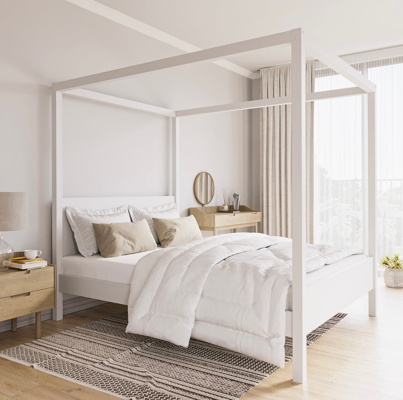 Luxury King Size Bed Frame Modern White Painted Contemporary Design