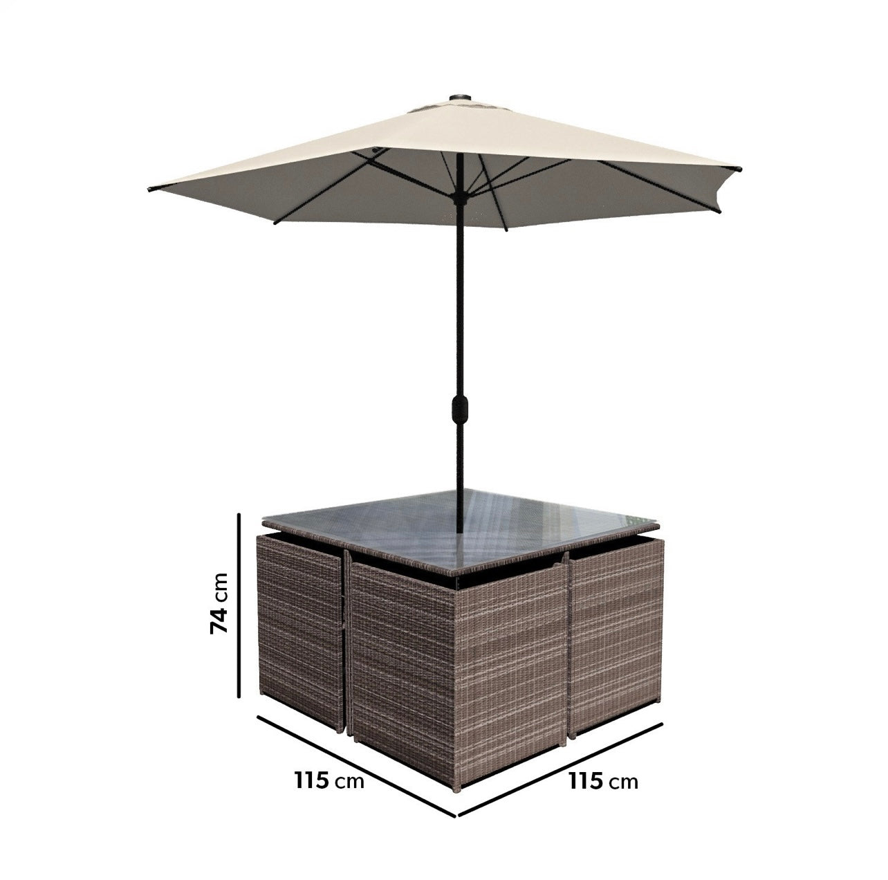 Rattan Garden Dining Set 8 Seater in Brown
