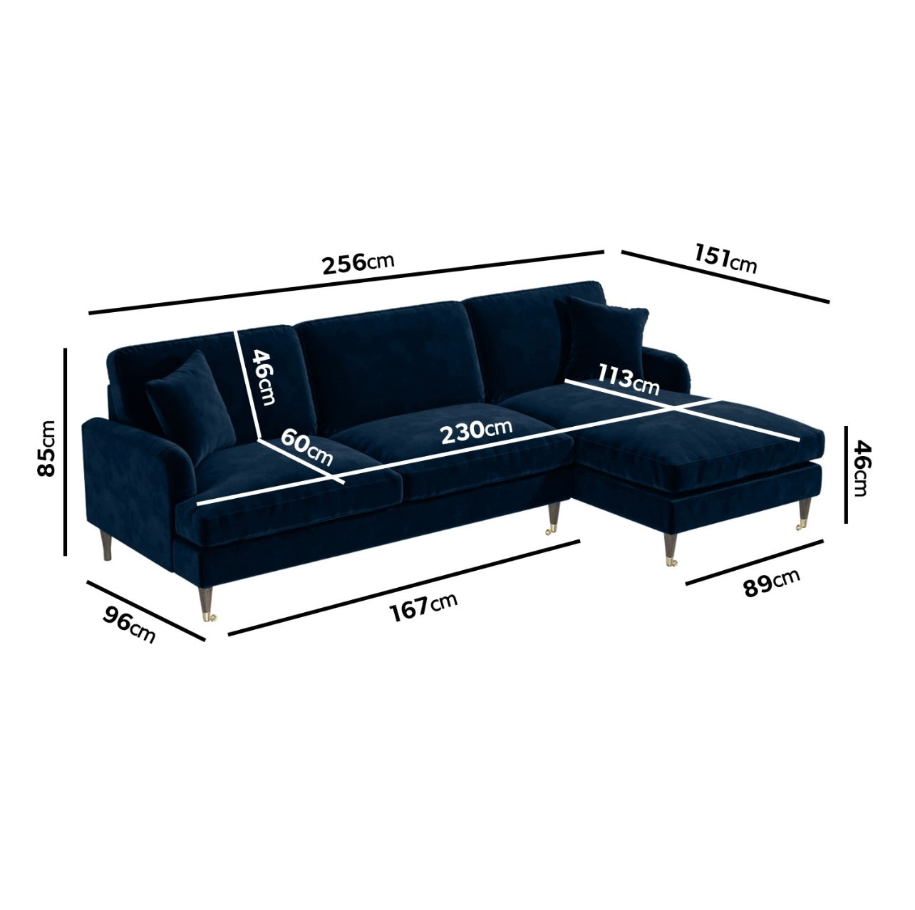 4 Seater Sofa L-Shaped Velvet Corner Couch with Cushions