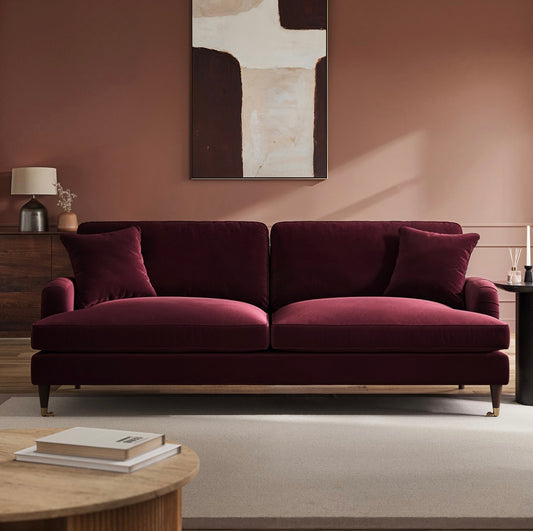 Four Seater Sofa Velvet Couch Upholstered with Cushions
