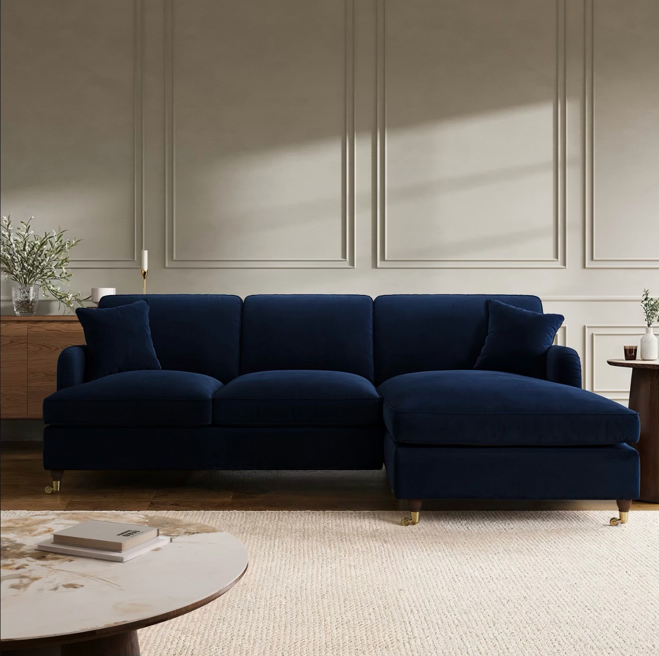 Sofa Bed Four Seater Velvet Sleeper Sofa with Mattress and Cushions