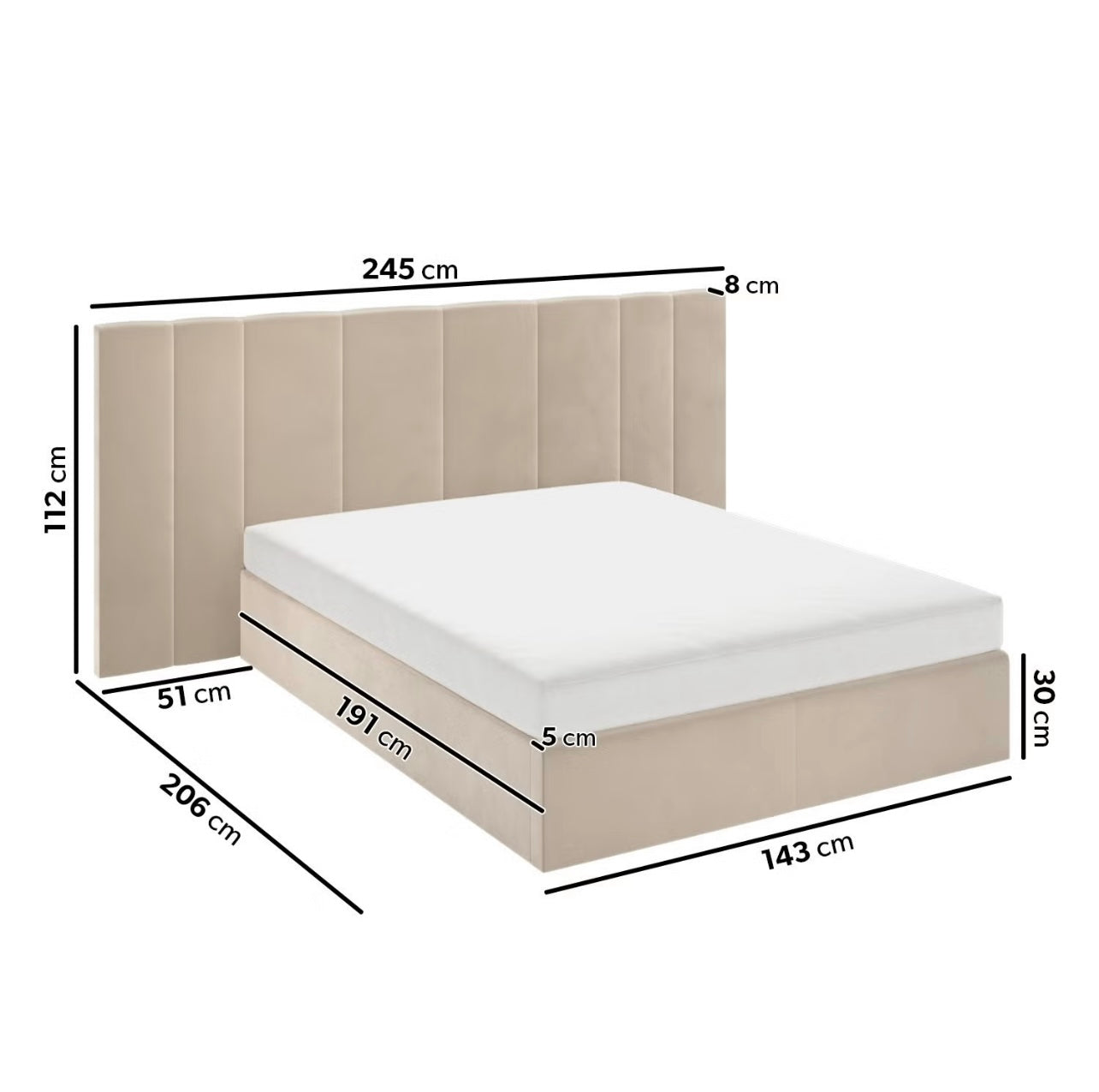 Velvet Double Bed Frame Ottoman Storage Gas Lift