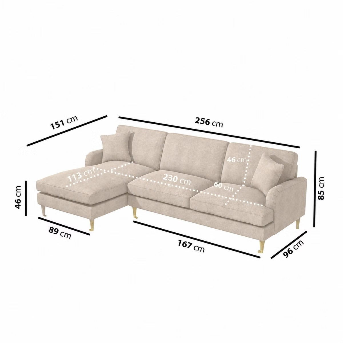 4 Seater Sofa L-Shaped Corner Couch with Cushions