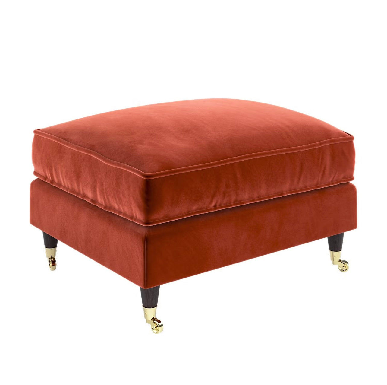 Velvet Footstool Ottoman Pouffe Upholstered Soft Stool
