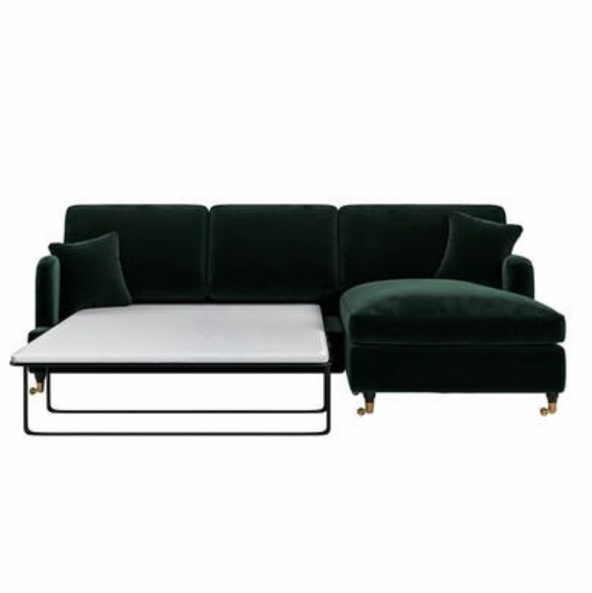 Sofa Bed Four Seater Velvet Sleeper Sofa with Mattress and Cushions