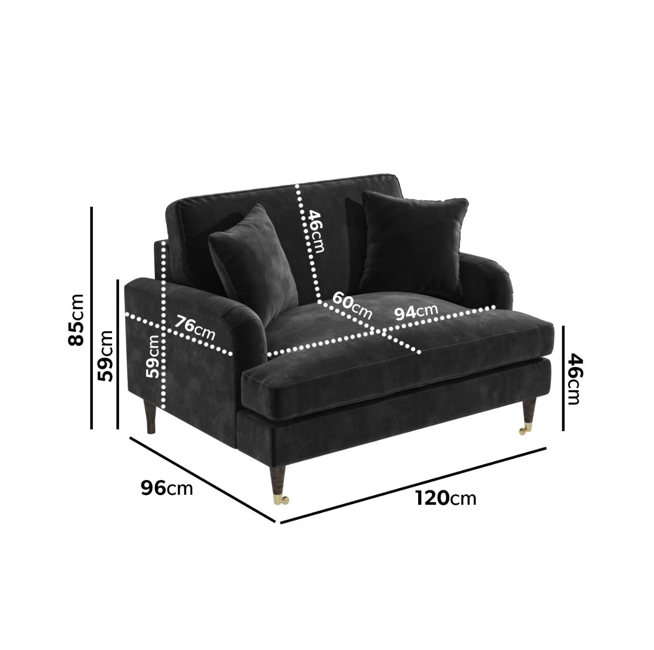 Loveseat Sofa Velvet Couch 2 Seater with Cushions