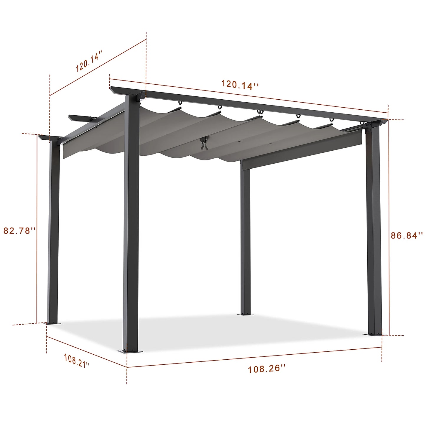 Pergola with Retractable Canopy Roof Garden Outdoor Patio