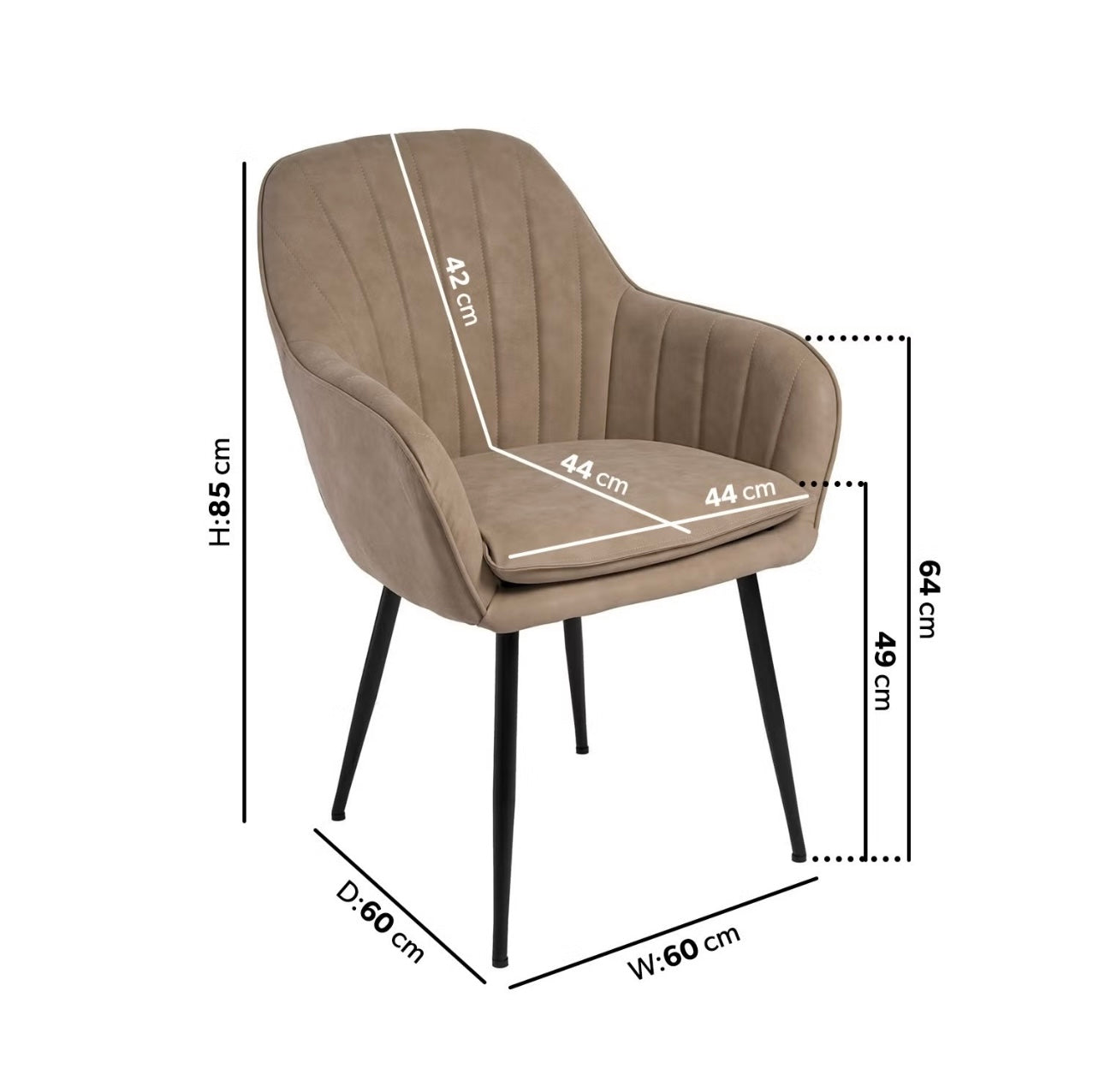 Faux Leather Dining Chairs Modern with Armrests and Sleek Black Legs