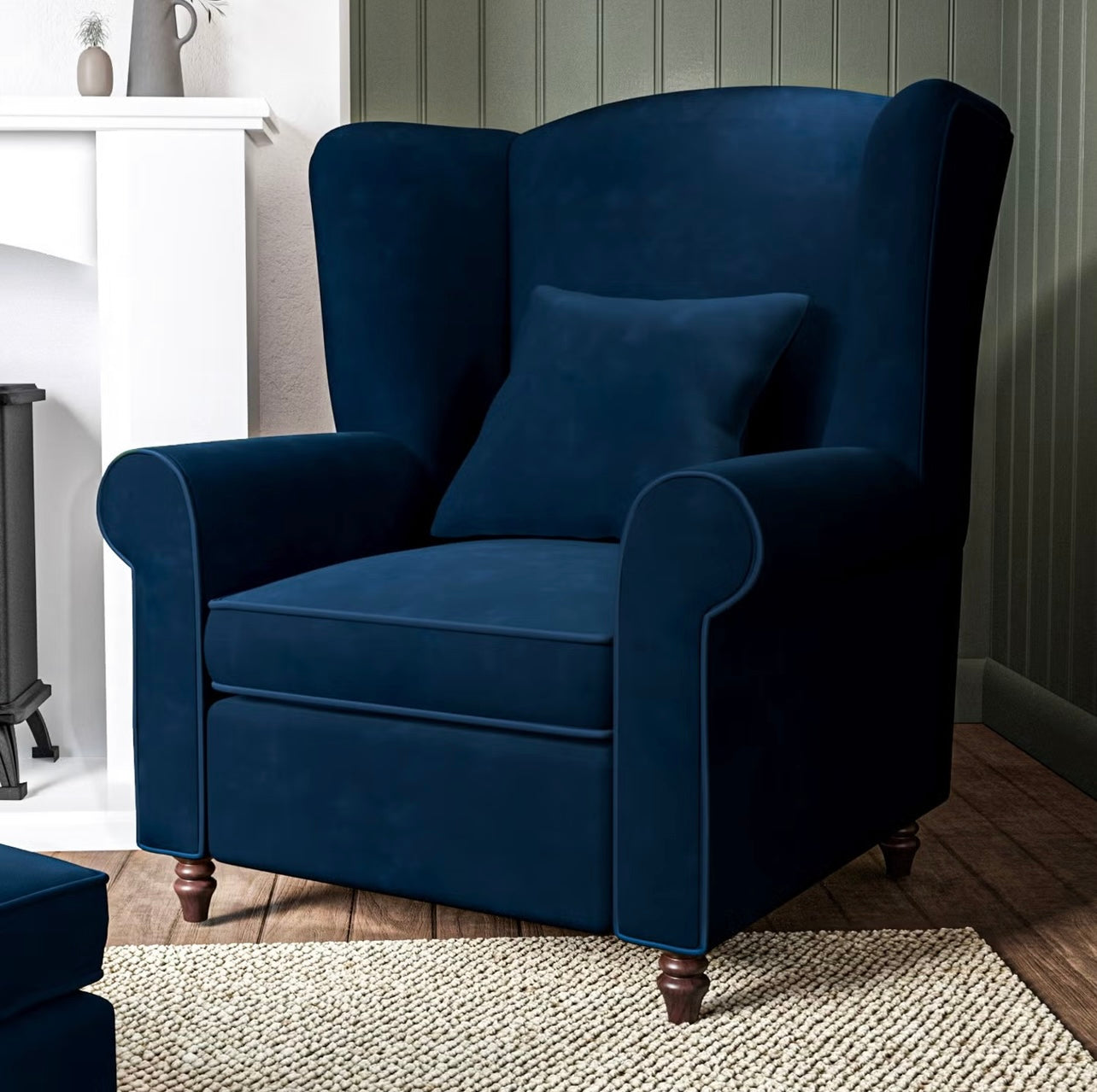 Velvet Armchair with Supportive Back