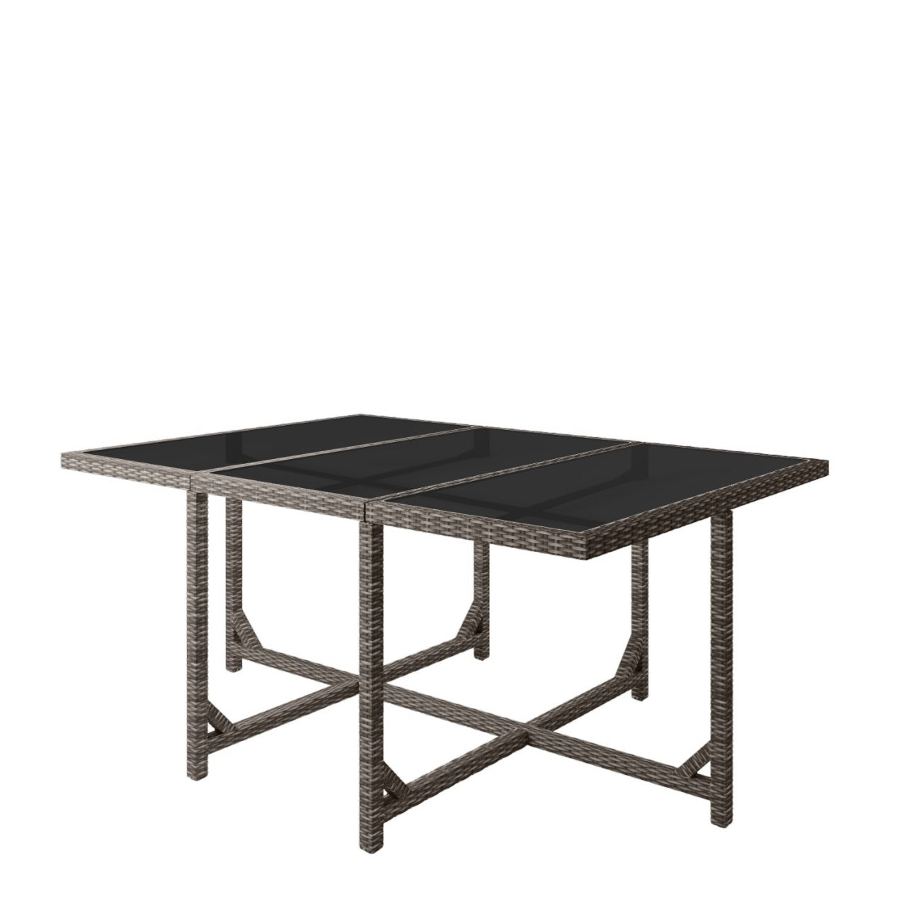 Rattan Garden Dining Set with Footstools Outdoor Patio