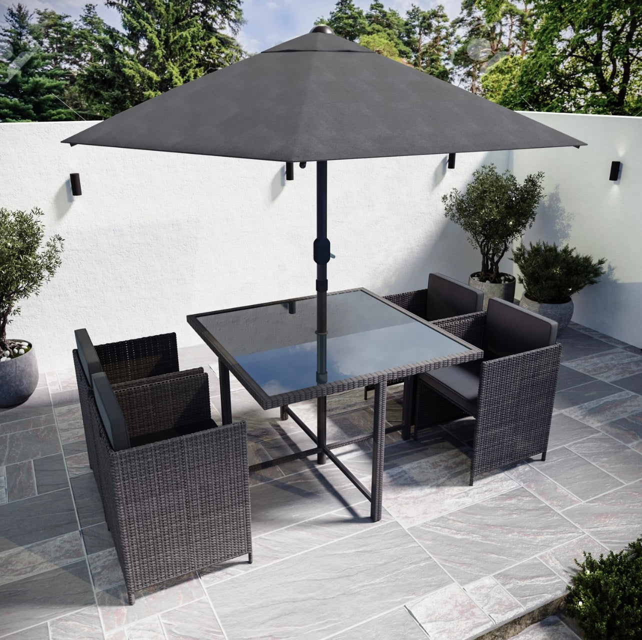 Rattan Garden Dining Set Seats 4 Outdoor Patio