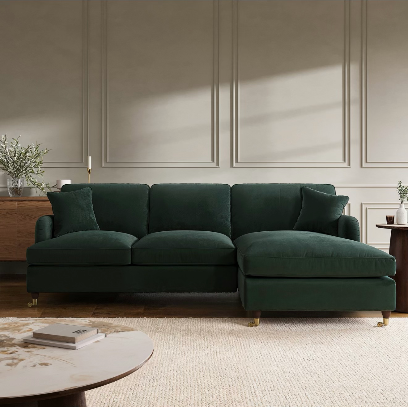 Sofa Bed Four Seater Velvet Sleeper Sofa with Mattress and Cushions
