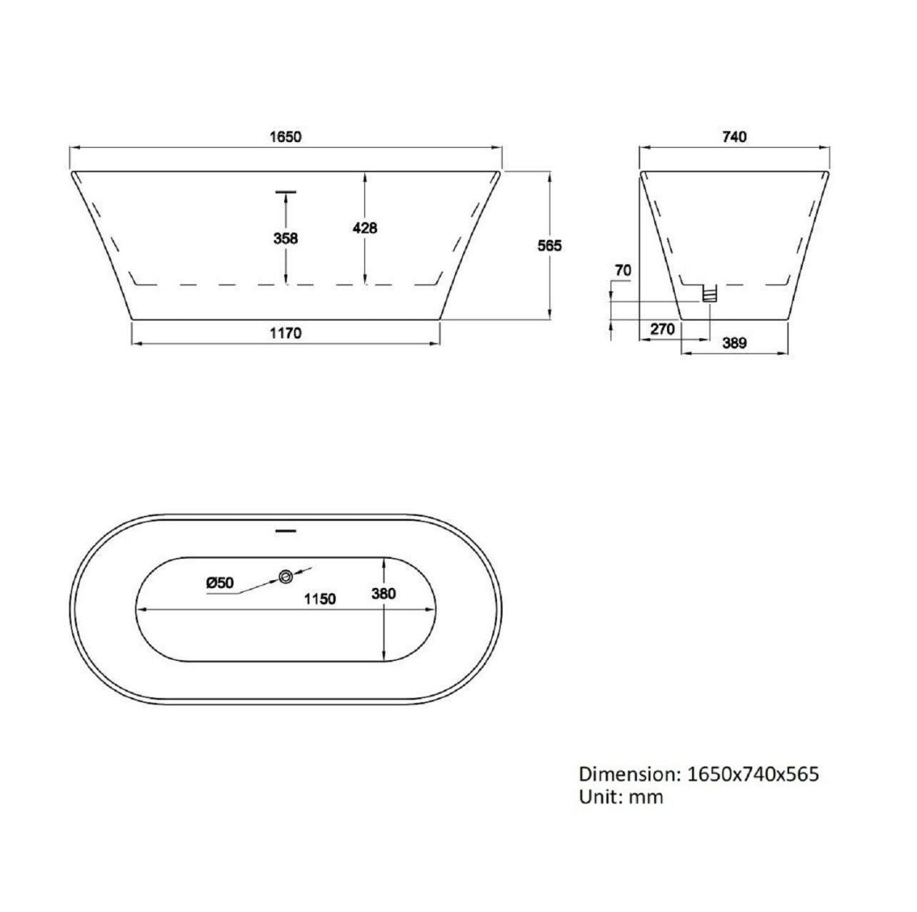 White Double Ended Bath Curved Modern Bathroom Freestanding Bathtub