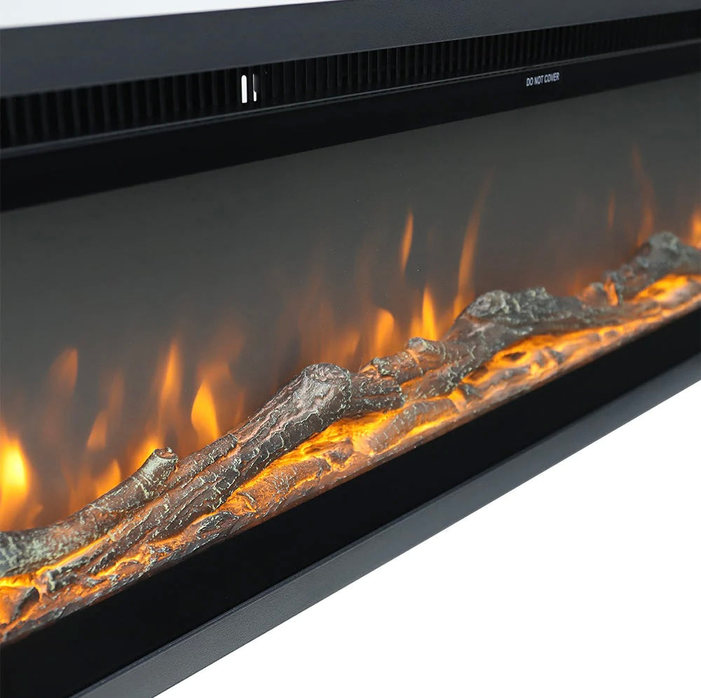 Inset Electric Fire Media Wall with LED Flame