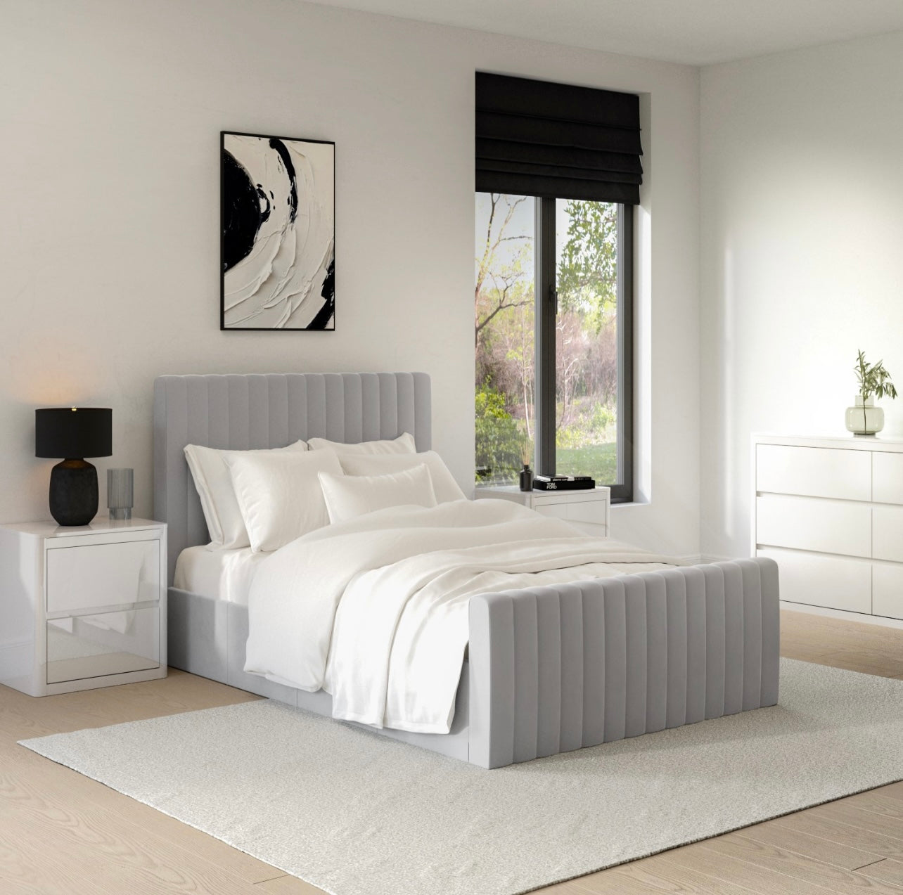 Velvet King Size Bed Frame Ottoman Storage Gas Lift