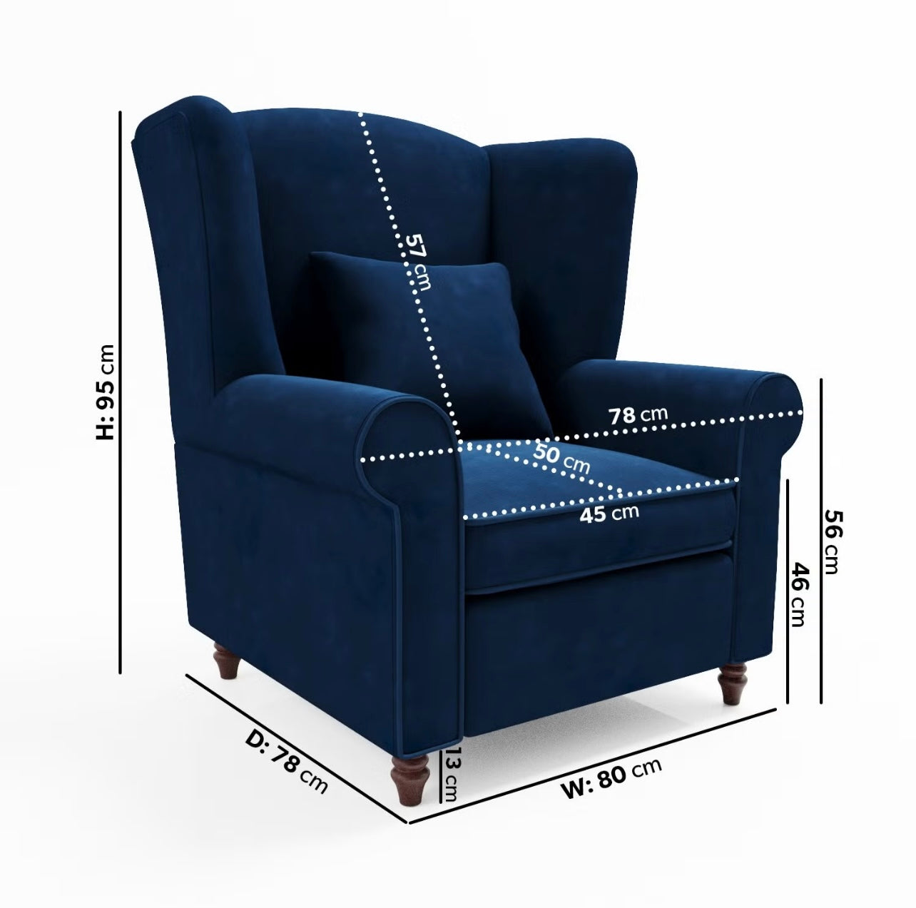 Velvet Armchair with Supportive Back