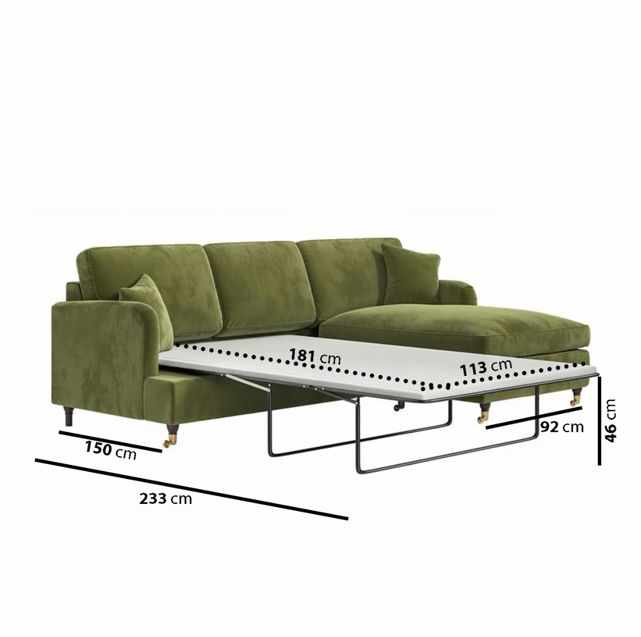 Sofa Bed Four Seater Velvet Sleeper Sofa with Mattress and Cushions
