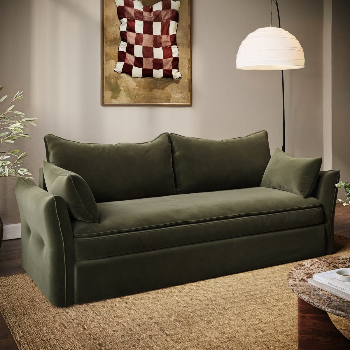Sofa Bed 3 Seater Velvet Sleeper Sofa with Mattress and Cushions