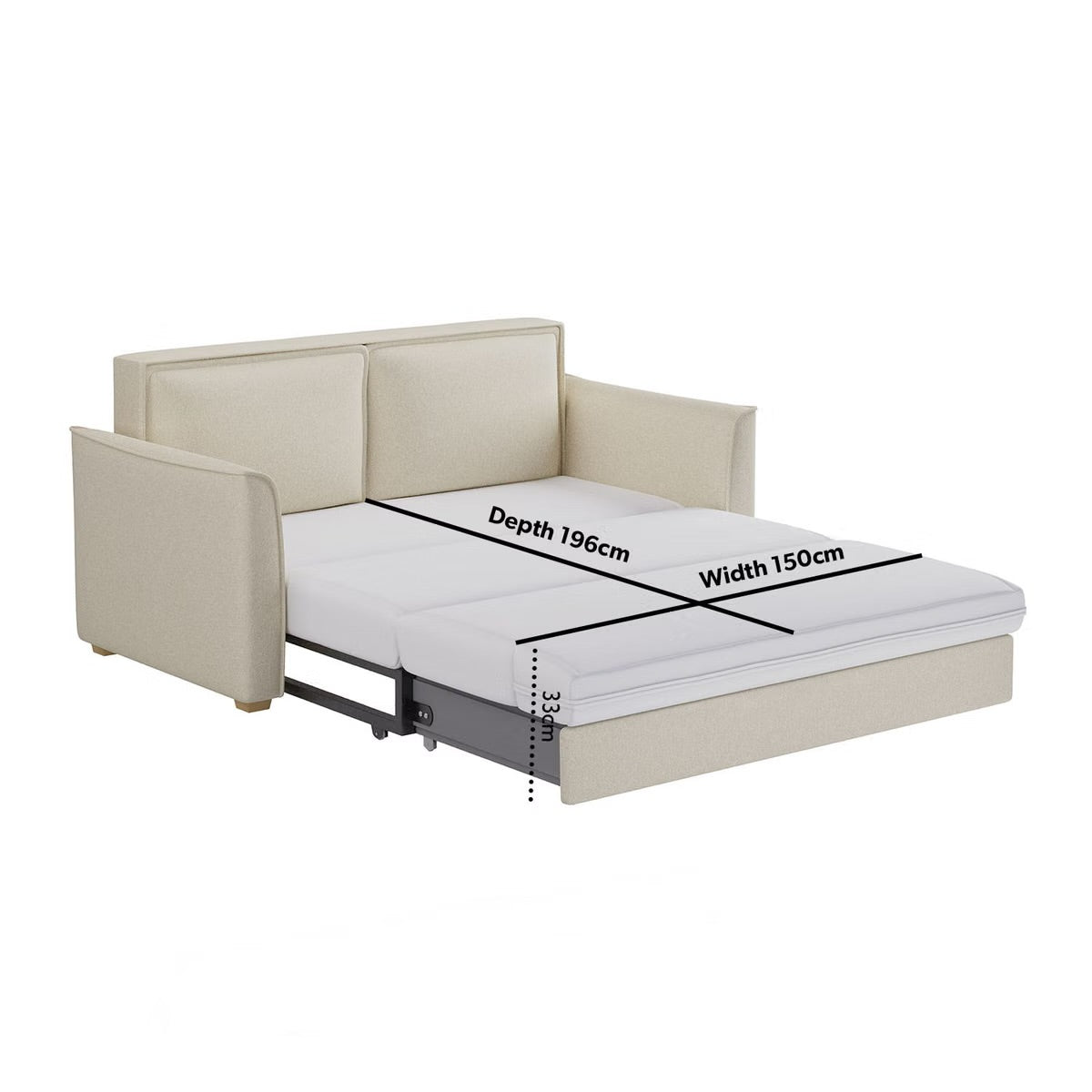 Fabric Sofa Bed 2 Seater Sleeper Sofa with Mattress and Cushions