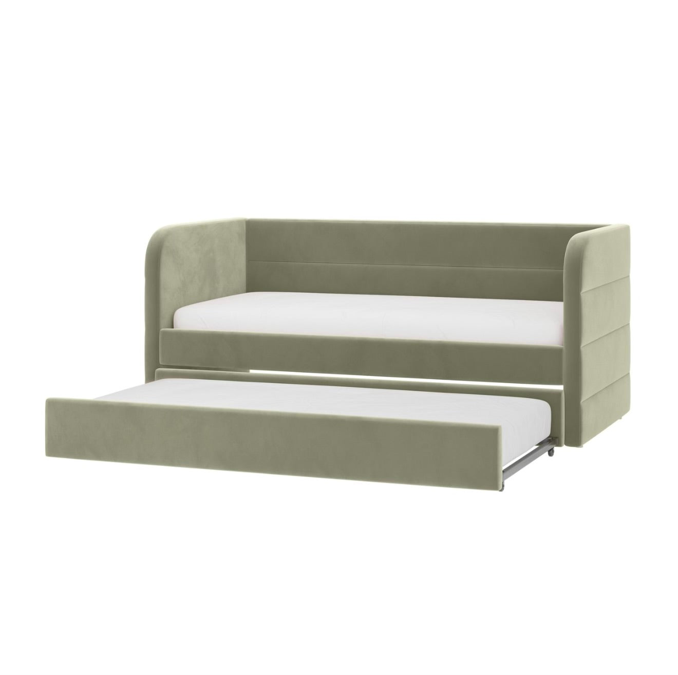 Velvet Daybed Single Guest Bed with Pull Out Trundle