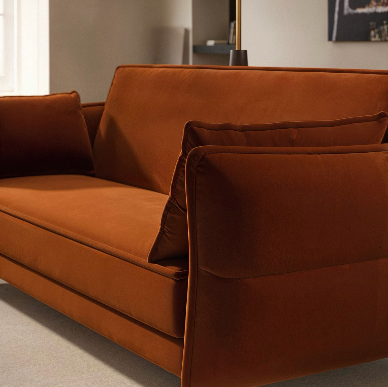 Velvet Sofa Bed 3 Seater Sleeper Sofa with Cushions