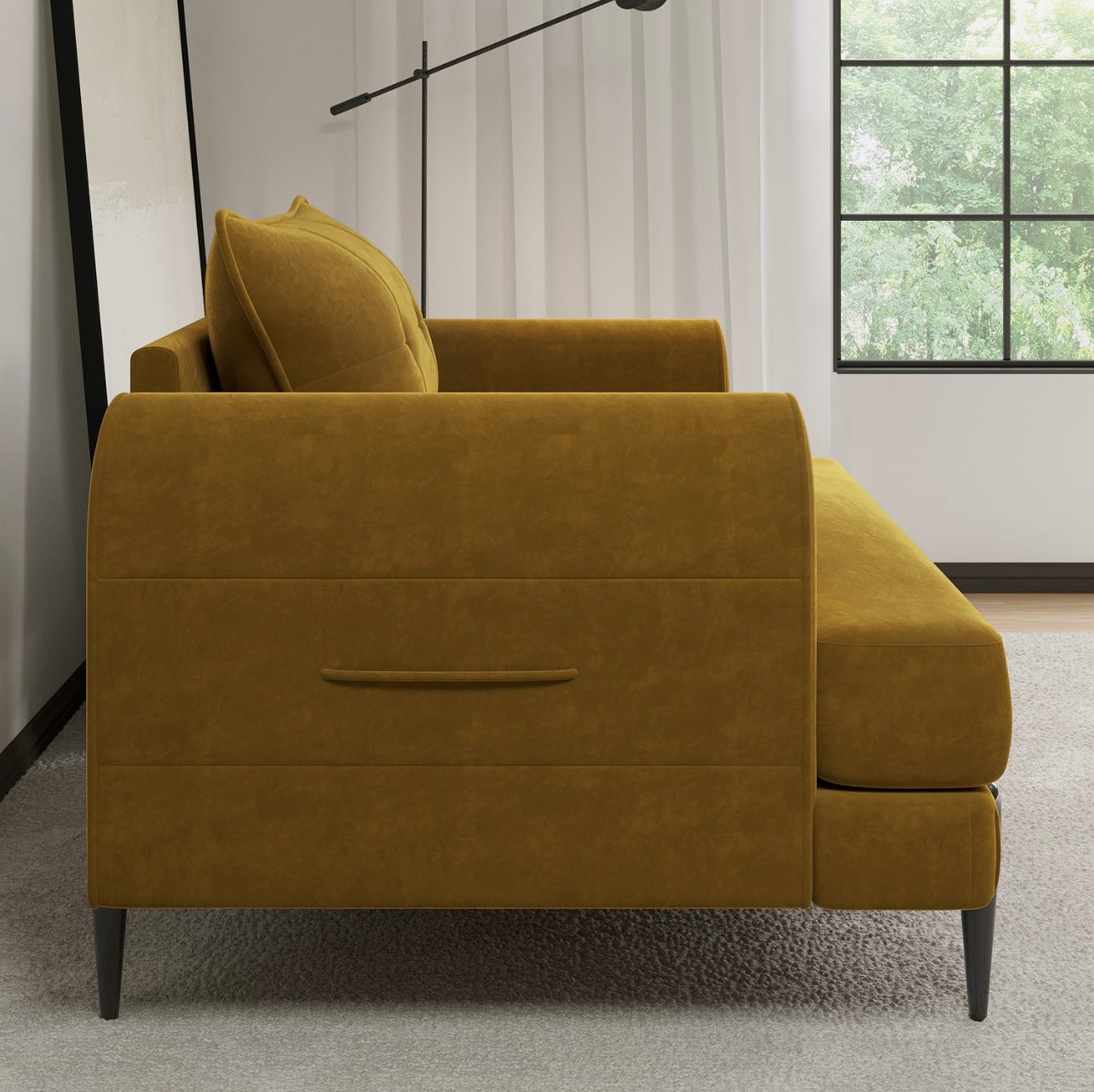 Velvet Armchair Upholstered Accent Chair Quilted with Cushion