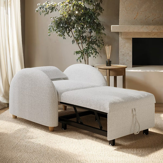 Single Chair Bed Wooden Chaise Lounge Sofa Bed