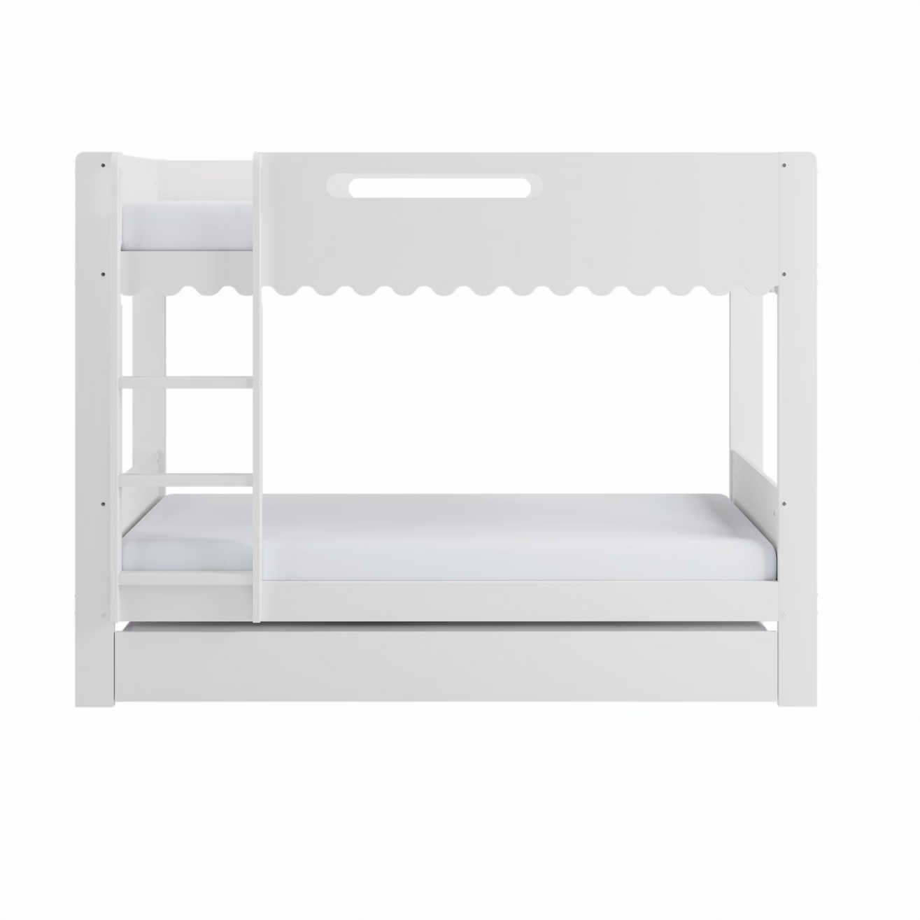 Kids Triple Bunk Bed White with Trundle