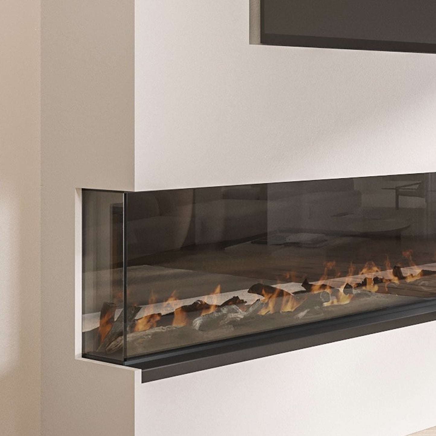 Media Wall Inset Electric Fire with LED Flame and Remote Control
