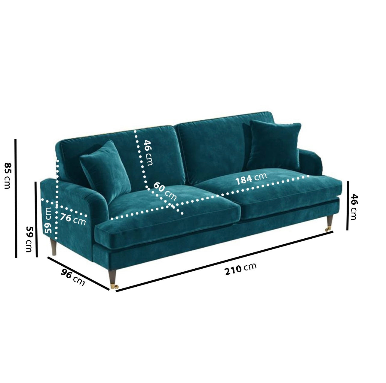 Four Seater Sofa Velvet Couch Upholstered with Cushions