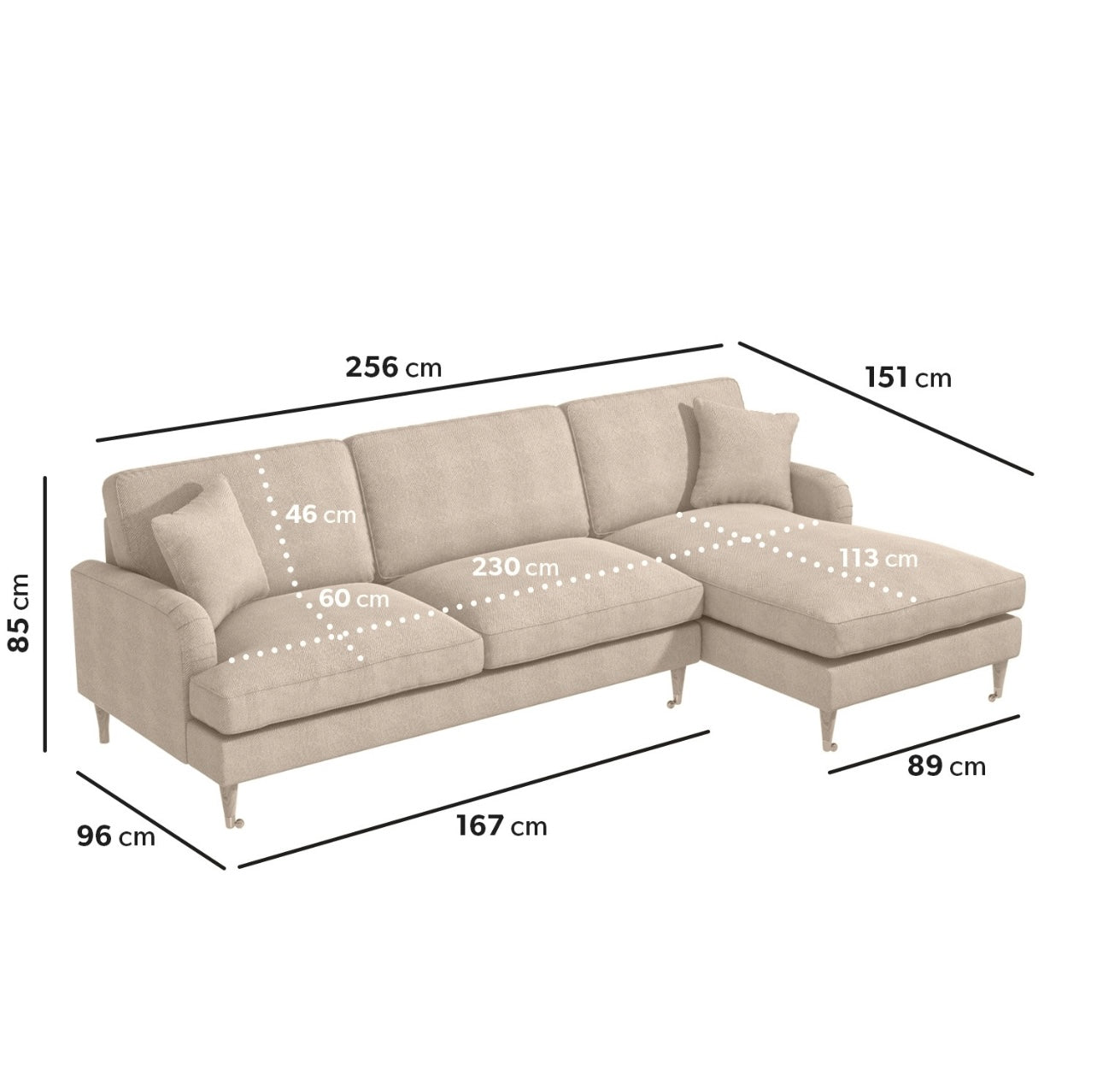 4 Seater Sofa L-Shaped Corner Couch with Cushions